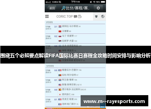 围绕五个必知要点解读FIFA国际比赛日赛程全攻略时间安排与影响分析